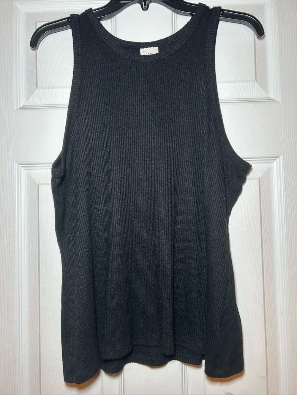 a new day Black Ribbed V-Neck Tank